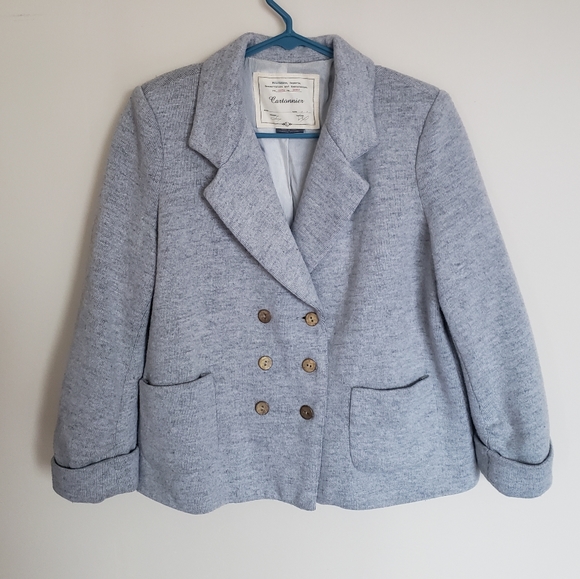 Anthro Cartonnier Wool Blend Grey Blazer Large - Picture 2 of 8